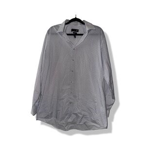 JF J. Ferrar Mens Longsleeve Dress Shirt, Sz. XL Slim Fit White w/ blue diamonds